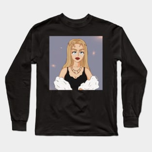 portrait woman illustration aesthetic gold goddess hollywood star Long Sleeve T-Shirt